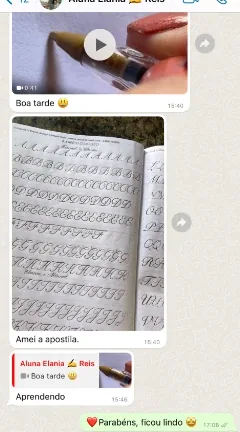 Alumna mostrando ejercicios completados